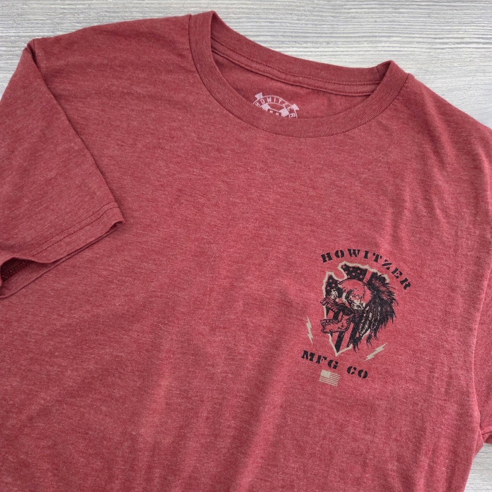 Howitzer T-Shirt Red Scout Sniper Skull Graphic Military Mens Medium